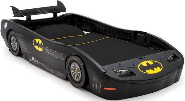 Children DC Comics Batman Batmobile Car Plastic Twin Bed, Black