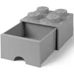 LEGO Brick with 4 Knobs and Drawer Medium Stone Grey - Storage Box for LEGO Toys Desk Drawer and Office Supplies Stackable Storage Box Home Decoration