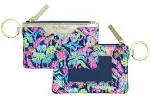 Lilly Pulitzer ID Holder Wallet, Blue Keychain Wallet with Zip Close, Cute Card and ID Case for Women, Happy As A Clam