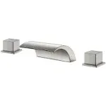 Deck Mount Roman Tub Faucet Set, Waterfall High Flow Brushed Nickel Bathtub F...