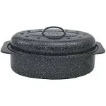 Granite Ware Covered Oval Roaster, Black, 13" x 8" x 5"