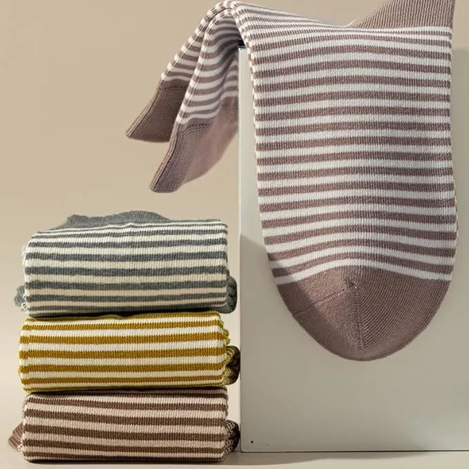 Womens Mini Crew Socks Combed Cotton Casual 5-10 Color#02 (Stripe 6-pairs)