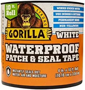 Gorilla Waterproof Patch &amp; Seal Tape 4&#034; x 10&#039; White, (Pack of 1)