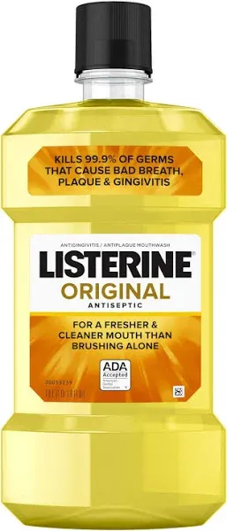 Listerine Original Antiseptic Oral Care Mouthwash to Kill 99% of Germs That C...