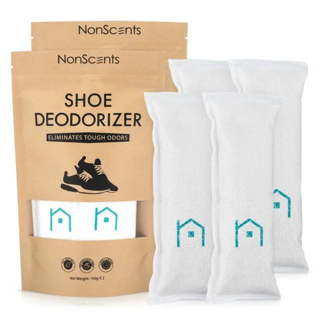 NonScents Shoe Deodorizer 2-Pack (4 Count) - Odor Eliminator, Air Freshener, ...