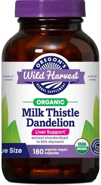 Oregon&#039;s Wild Harvest Herbal Milk Thistle Dandelion Organic 90 Capsules