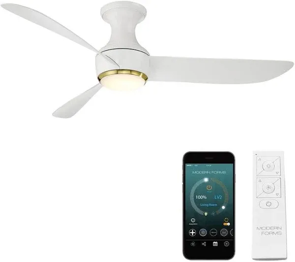 "Modern Forms Fans 52'Ceiling Fan in Soft Brass/Matte White - FH-W2203-52L-SB/MW"