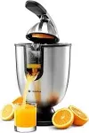 Eurolux Electric Orange Juicer Squeezer | Pro Stainless Steel Citrus Juicer with Soft Grip Handle for Effortless Juicing, Also Fits Lime & Grapefruit