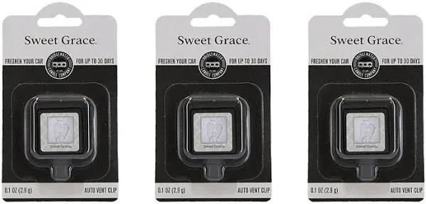 Bridgewater Candle Auto Vent Clip 3 Pack Long Lasting Car Air Freshener-Sweet Grace