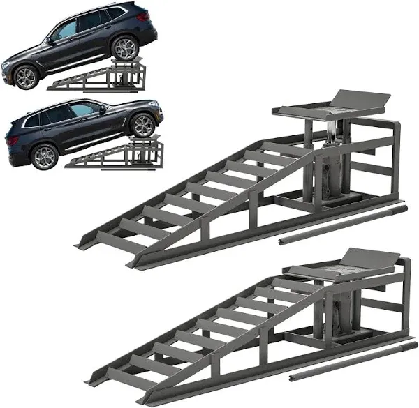 BouPower 2 Pack Hydraulic Car Ramps 5T 10000lbs Low Profile Car Lift Service Ramps Truck Trailer Garage,Height Hydraulic Vehicle Ramps, Lift Height