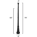 Gama Sonic Universal Outdoor Lamp Post for Solar Lights, Black Cast Aluminum Pole with 3" Fitter Mount, 79" Tall,GS-DP55F-BLK