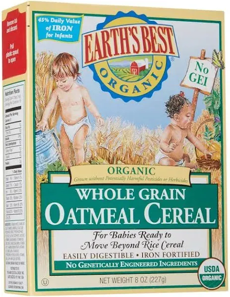 Earth's Best Organic Whole Grain Oatmeal Cereal 8 oz.