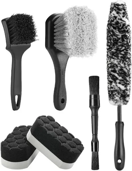 6PCS Car Wheel Cleaning Pro Kit, Tire Brush, Soft-bristled Rims Brush, Bendable