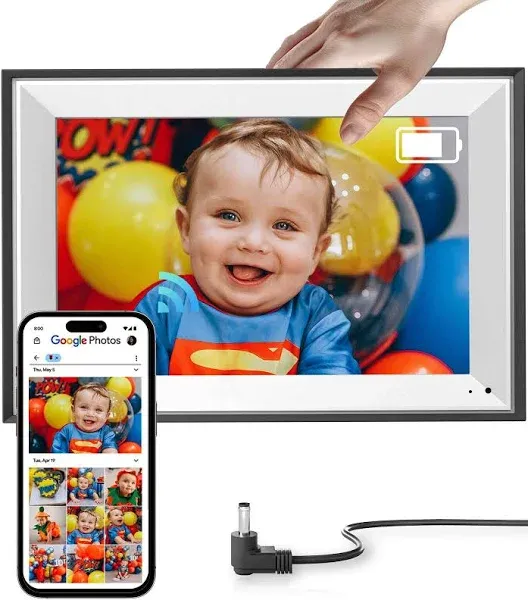 Cozyla Digital Picture Frame WiFi Battery Powered Free Unlimited Storage AI-Powered Send Pictures via Google Photos Email Web Browser App Digital Photo Frame Electronic Picture Frame Slideshow 10.1"