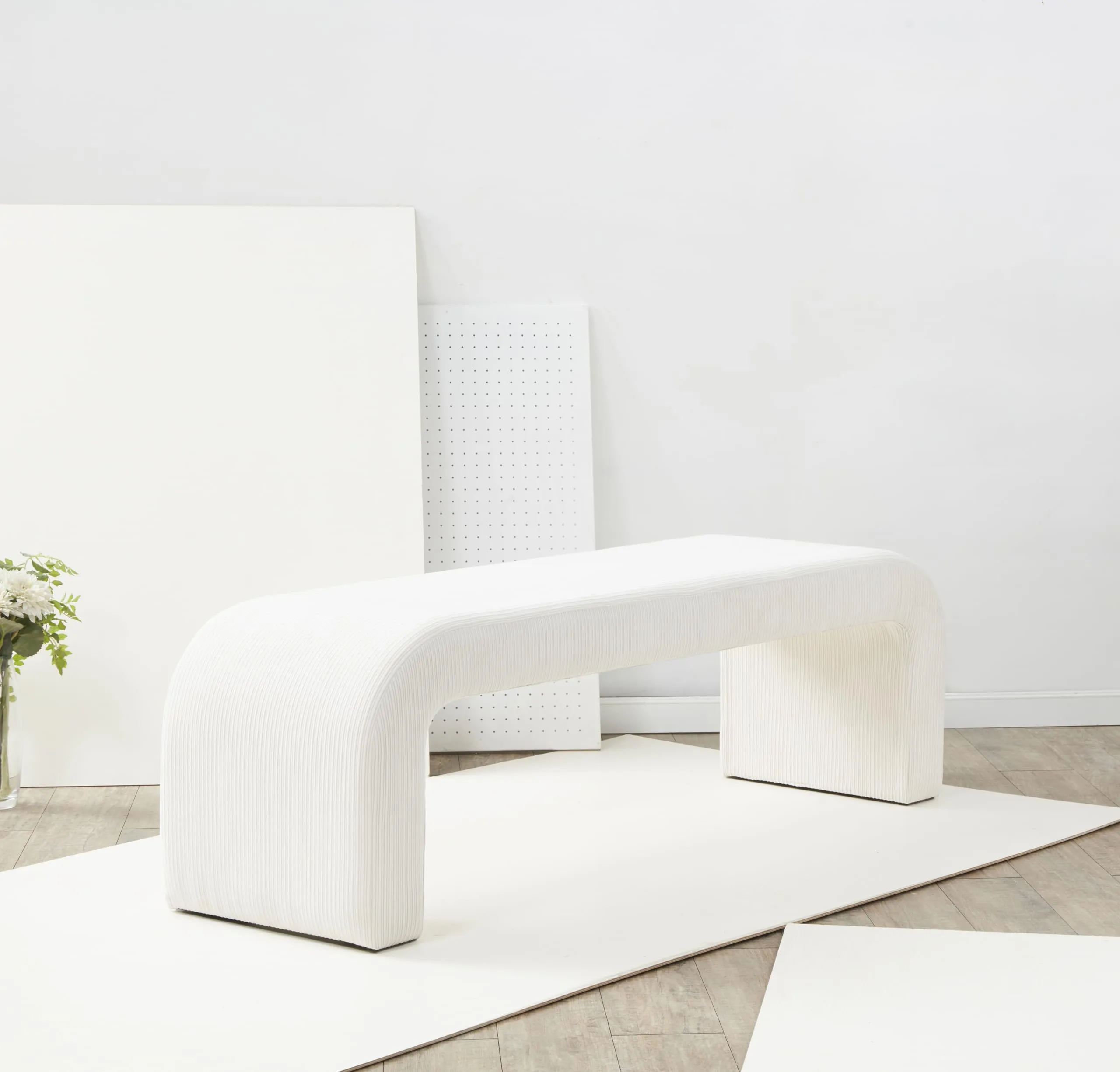 Safavieh Couture Tuyet Curved Waterfall Upholstered Bench