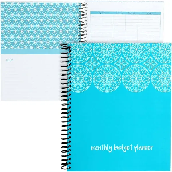 Paper Junkie Blue Monthly Budget Planner, Bill Organizer with 24 Pockets for Receipts, Home Expense Tracker (8x10 In)