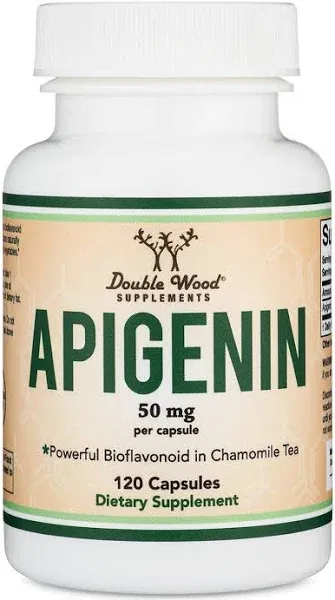 Apigenin Supplement - 50mg per Capsule, 120 Count (Powerful Bioflavonoid Found in Chamomile Tea for Relaxation, Sleep, and Mood) Senolytic Flavonols for Aging (Gluten Free) by Double Wood