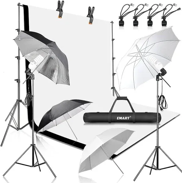 EMART 8.5x10ft Photography Backdrop Kit with 400W 5500K Daylight Umbrella Contin