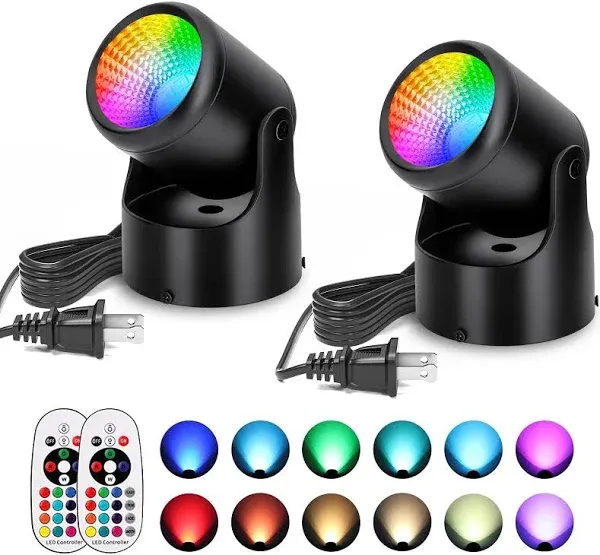  RGBW LED SpotLights Indoor with Remote,16 Color Dimmable RGB Spot Lights Up 