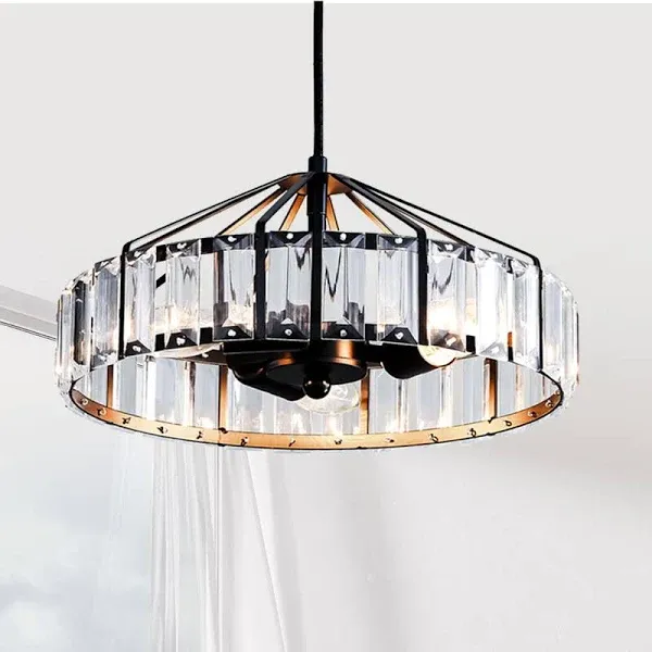 Lanpesting Farmhouse Chandeliers Black Crystal Modern Rustic Vintage Pendant Light Fixtures