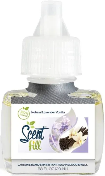 Scent Fill 100% Natural Lavender Vanilla Plug in Air Freshener, Scented Oil Refills, 3 Refills