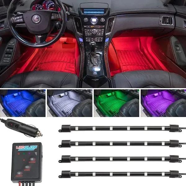 LEDGlow 4pc. Multi-Color LED Interior Underdash Lighting Kit