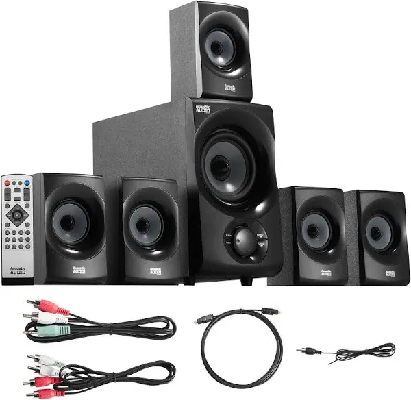 Acoustic Audio Aa5172 Home Theater 5.1 Bluetooth Speaker System with USB / SD