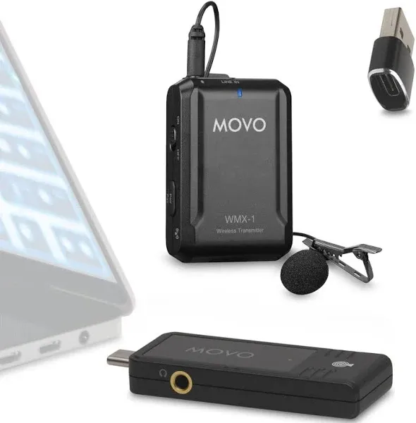 Movo WMX-1-UL Wireless USB and USB-C Lavalier Microphone