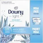 Downy Light Ocean Mist Mega Dryer Sheets 130 Count