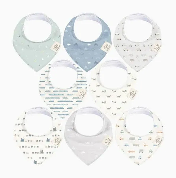 8-pack Baby Bandana Bibs for Boys and Girls