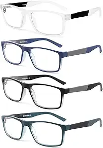 DONGDI Blue Light Blocking Reading Glasses 4 Pack Computer Readers for Women Men,Anti Glare UV Ray Filter Eyeglasses +1.50