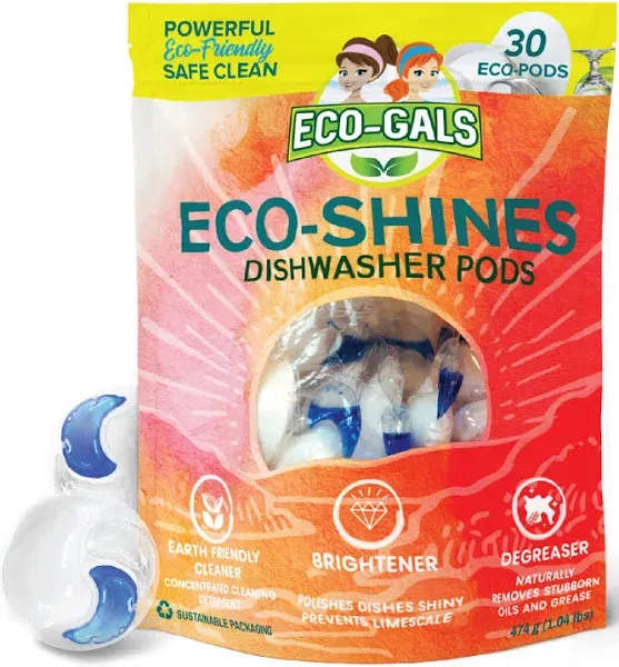 Eco-Shines Dishwasher Detergent Pods With 3 in 1 Power of Liquid, , and for B...