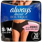 Always Discreet Boutique Incontinence Underwear, Small-Medium, Black (20 ct)