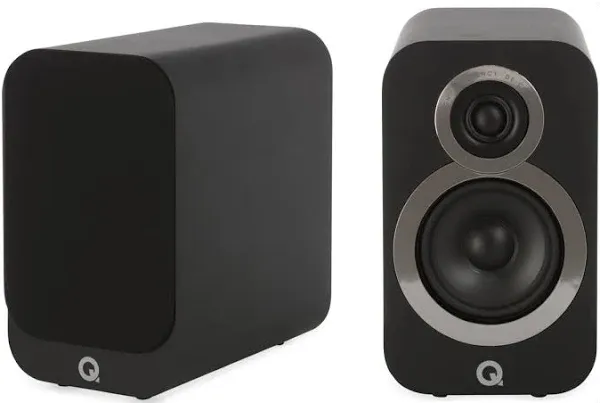 PAIR OF Q Acoustics Compact Bookshelf Stereo Speakers (3010i) - GRAPHITE GREY 