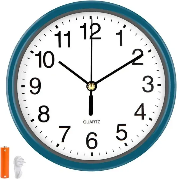 Silent Wall Clock Non Ticking, 6 Inch Wall Clocks Battery Operated, Small Analog Clock for Bedroom Home Office Kitchen Bathroom School, Easy to Read (Color : Blue)