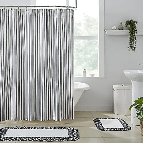 Sawyer Mill Black Ticking Stripe Shower Curtain 72x72