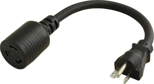 AC WORKS NEMA 5-20P 20Amp 125Volt Plug to Locking 20Amp L5-20R Female Connector Adapter Cord (Black)