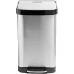 Honey-Can-Do 50L Large Stainless Steel Step Trash Can with Lid, Silver