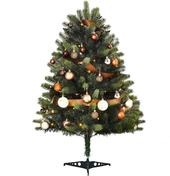 HOMCOM 3' Tall Lit Full Fir Artificial Christmas Tree with Realistic Branches, 60 LED and 227 Tips, Green