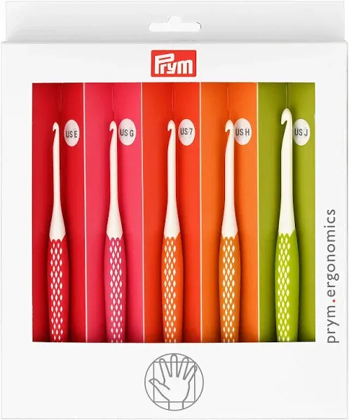 Prym Ergonomics Crochet Hook Set, Small (E, G, 7, H, J), Multicolor 