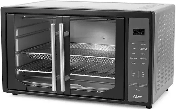 Oster French Door Turbo Convection Toaster Oven with Extra Large Interior, Black