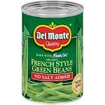 Del Monte Green Beans, No Salt Added, French Style - 14.5 oz