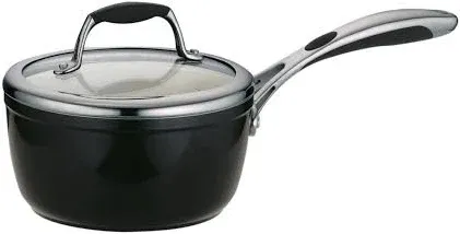 Tramontina Gourmet Deluxe Covered Sauce Pan Ceramica 1.5-Quart Metallic Black, 80110/024DS