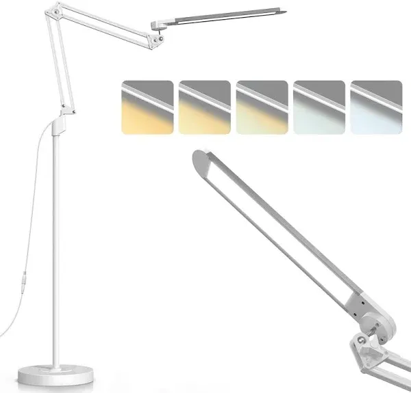 VEYFIY LED Floor Lamp 12W Swing Arm Standing Lamp with 5 Color Temperatures