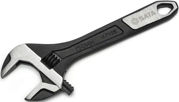 SATA 6-Inch Professional Extra-Wide Jaw Adjustable Wrench with Forged Alloy Steel Body and a Chrome Plated Finish - ST47122