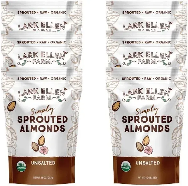 Lark Ellen Farm Raw Almonds, Sprouted Unsalted, Steam Pasteurized, Certified USDA Organic, Gluten-Free Whole Shelled California Premium Nuts (10 oz, 6 Pack)…