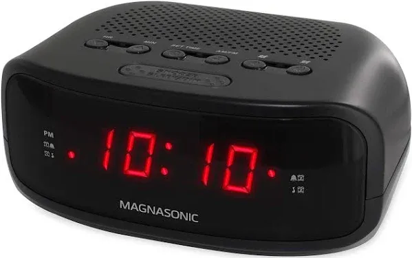 MagnaSonIc Radio Dual Alarm Clock Electric Digital Red LED Display And Snooze