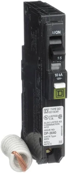 1- Square D QO115CAFI QO115CAFIC 15A Circuit Breaker