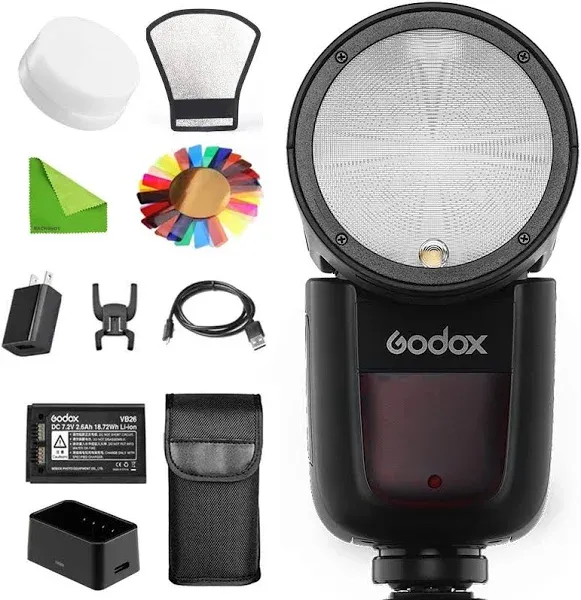 Godox V1-C for Canon 2.4G TTL Speedlite Flash+80*80cm Softbox W/ Bracket 