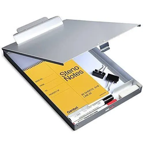 Metal Clipboard with Storage, Letter Size （A4）, High Capacity Clip 